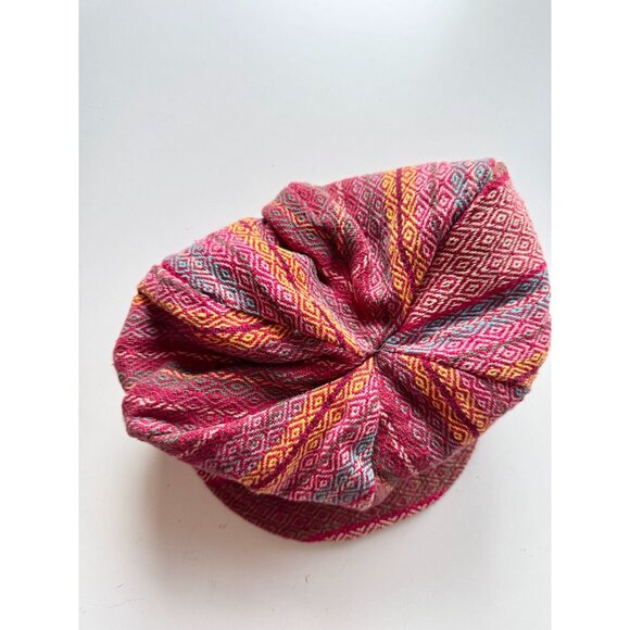 THE FAIRIES PAJAMAS Red Nepalese Cotton Woven Oversized Newsboy Hat, Size S/M - Picture 3 of 10